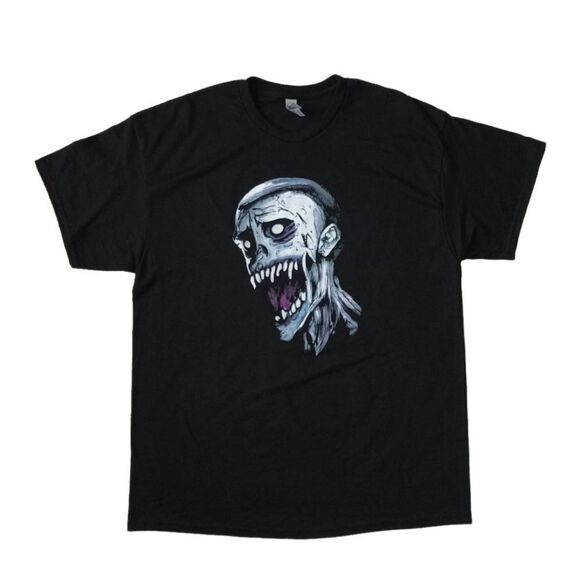 Gildan Dry Blend Unisex Black Custom Zombie Screen Print Graphic T-Shirt L XL 2X - Picture 3 of 11